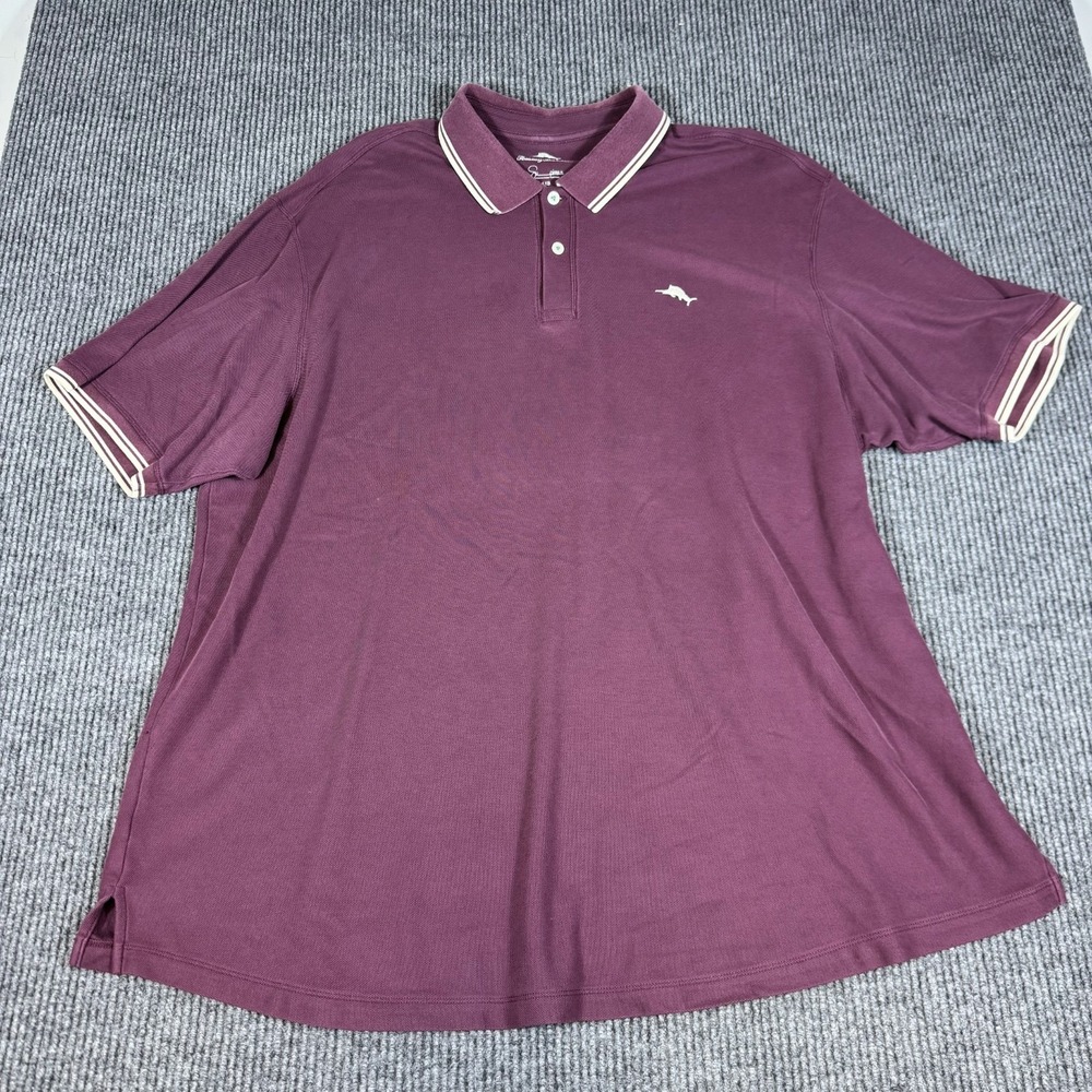 Tommy Bahama Polo Shirt 4XL Big 4XB Burgundy Supima Cotton Short Sleeve Maroon